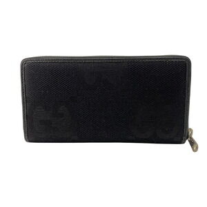 Gucci Zippy Wallet Round Zipper Jumbo GG Long Card Slots Coin Black